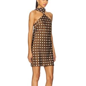 REVOLVE Brown and White Dress